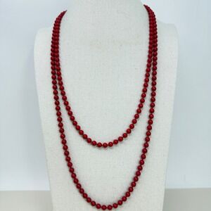 Oops A Daisy Metal Beaded Necklaces Set of 2 Red Long‎ Layered Vintage Oopsie80s
